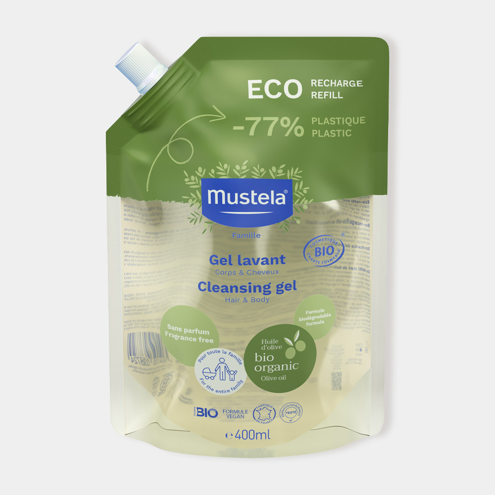 Mustela ECO Refill Gel de curățare certificat BIO 400ml. Pentru păr și corp.